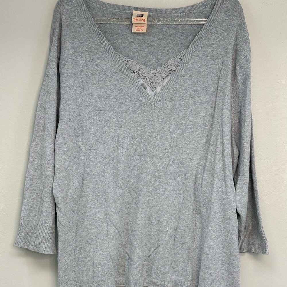 Faded Glory Light Gray V-Neck Blouse size 18/20